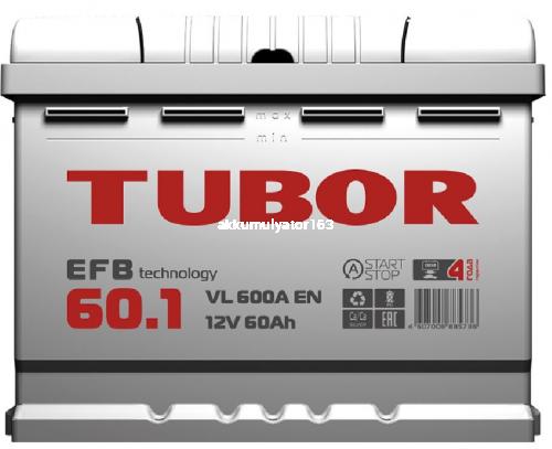 Аккумулятор TUBOR EFB 6ст-60.1 VL — купить в магазине akkumulyator163 с бесплатной доставкой и установкой по Самаре.