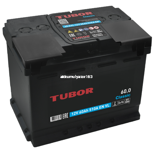 Аккумулятор TUBOR Classic 6СТ-60.0 VL — купить в магазине akkumulyator163 с бесплатной доставкой и установкой по Самаре.